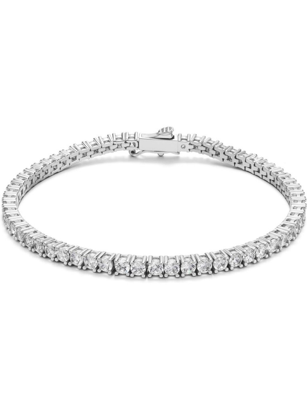 Stunning 14K Gold & White Gold Plated CZ Tennis Bracelet, Adjustable 6.5-7.5